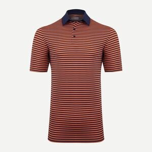 KJUS Mens Tangerine Atlanta Blue Luis Stripe Polo Short Sleeve Shirt Size 48 NWT